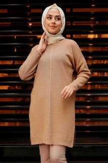 Clothes - Biscuit Hijab Knitwear Tunic 100344995 - Turkey