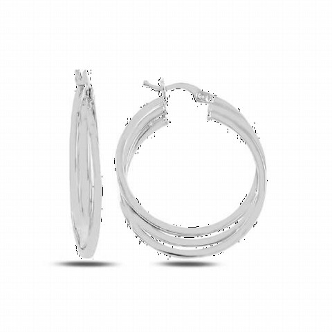 33 Millim Triple Ring Silver Earrings Silver 100346634