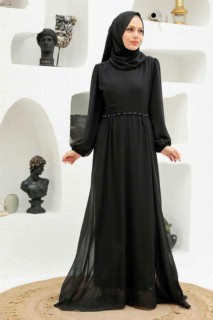 Woman - Black Hijab Evening Dress 100339713 - Turkey