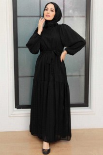 Woman Clothing - Black Hijab Dress 100341494 - Turkey