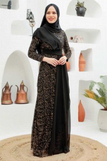 Woman - Gold Hijab Evening Dress 100339572 - Turkey