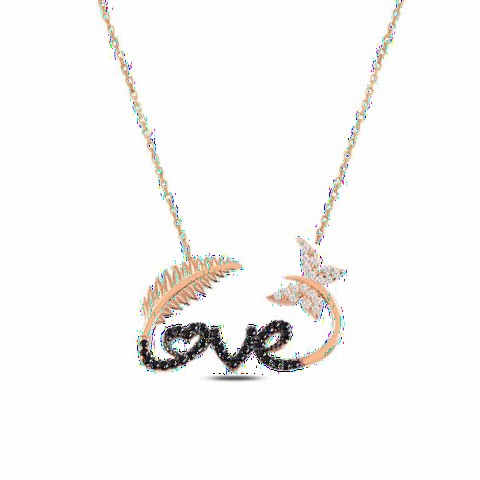 Necklaces - Love Written Butterfly Motif Silver Women's Necklace 100347614 - Turkey