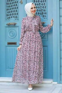 Woman Clothing - Dusty Rose Hijab Dress 100337587 - Turkey