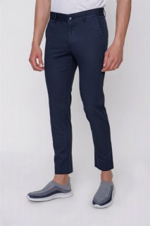 Men - Men's Navy Blue Cotton Side Pocket Slim Fit Slim Fit Trousers 100351385 - Turkey