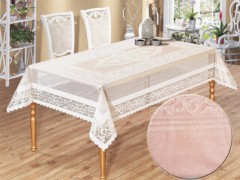 Venessi Knitted Panel Pattern Table Cloth Pink 100258000