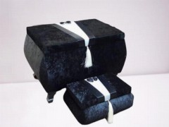 Dowry box - Coffre de dot double en velours à coins figurés marié noir 100329442 - Turkey