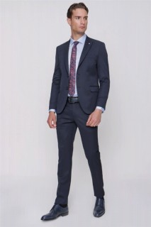 Men's Navy Blue Basic Straight Slim Fit Slim Fit 6 Drop Suit 100350802