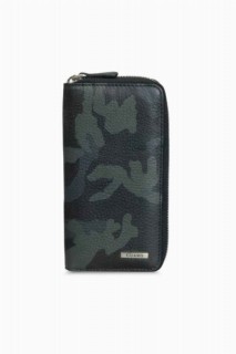 Guard Navy Blue Camouflage Printed Leather Zipper Wallet 100345878