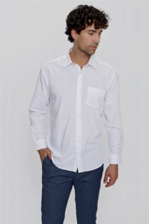 Shirt - قميص أبيض رجالي بقصة عادية مريح مع جيب 100351038 - Turkey
