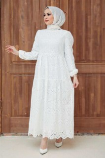 Daily Dress - Ecru Hijab Dress 100336549 - Turkey