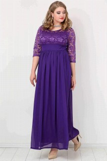Long evening dress - Plus Size Chiffon Lycra Long Evening Dress 100276154 - Turkey