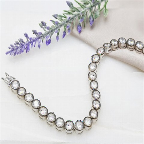 White Stone Women's Silver Bracelet White 100347395