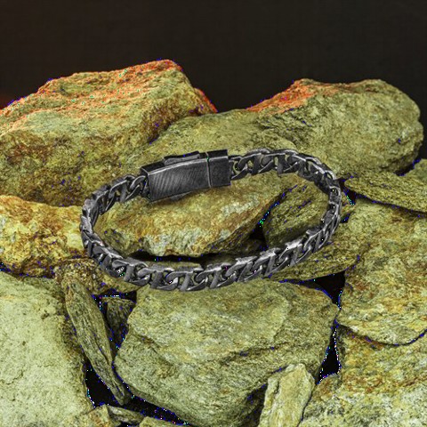 Bracelet - Rectangle Silver Chain Bracelet 100349884 - Turkey