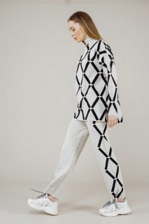 Women's Diamond Patterned Double Colored Double Knitwear Suit 100352577
