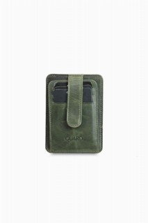 Guard Vertical Crazy Green Leather Card Holder 100346131
