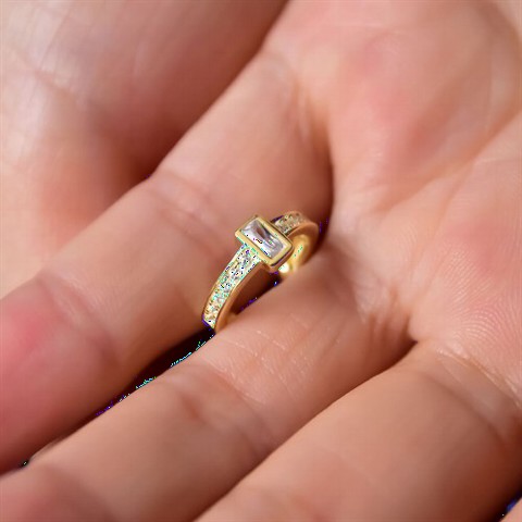 Baguette Stone Silver Cartilage Earrings 100349976