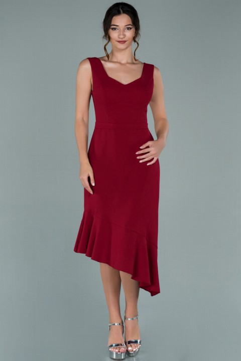 Woman Clothing - Abendkleid Ärmelloser Rock Einladungskleid aus Crêpe mit Rüschen 100297170 - Turkey