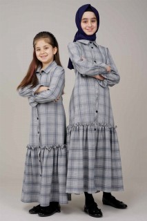 Daily Dress - Kariertes gemustertes Rüschenkleid für junge Mädchen 100325645 - Turkey