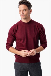 Knitwear - Men's Dark Claret Red Dynamic Fit Basic Crew Neck Knitwear Sweater 100345079 - Turkey