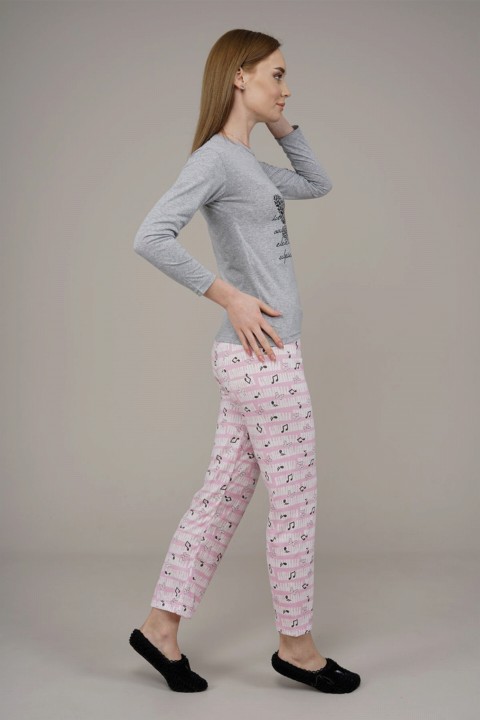 Women's Note Patterned Pajamas Set 100325713