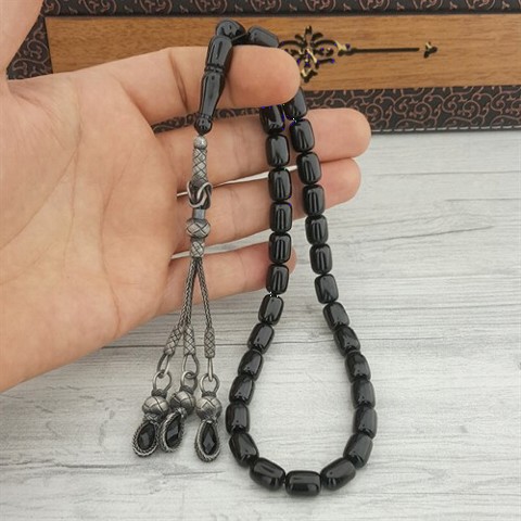 Rosary - Black Capsule Cut Kazaz Tasseled Fire Amber Rosary 100349425 - Turkey