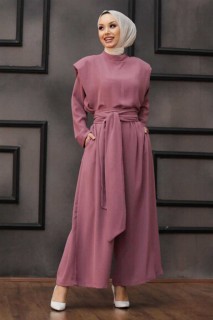 Outwear - فستان بدلة مزدوجة حجاب وردي مغبر 100336961 - Turkey