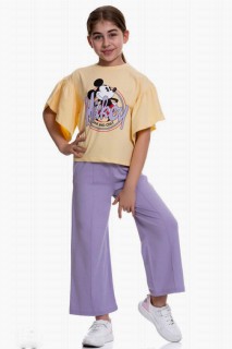 Tracksuits, Sweatshirts - Girl's Sleeves Flywheel Mickey Printed Wide Leg Yellow Tracksuit 100327690 - Turkey