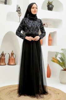 Woman - Silver Hijab Evening Dress 100339552 - Turkey