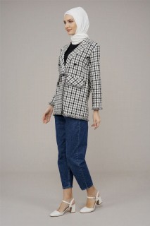 Outwear - Women's Crow's Foot Patterned Jacket 100325736 - Turkey