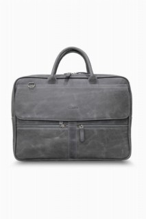 Men Shoes-Bags & Other - Guard Antique Gray Mega Size Genuine Leather Briefcase With Laptop Entry 100346250 - Turkey