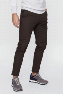 Men's Dark Green Palermo Cotton Slim Fit Side Pocket Linen Trousers 100350656