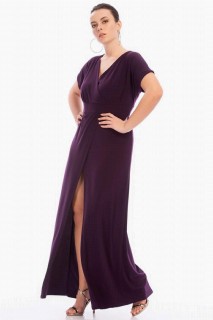 Plus Size - Plus Size Slit Evening Dress 100276199 - Turkey
