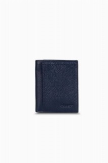 Men - Navy Blue Leather Men's Wallet 100345773 - Turkey