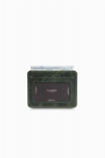 Guard Vertical Crazy Green Leather Card Holder 100346131