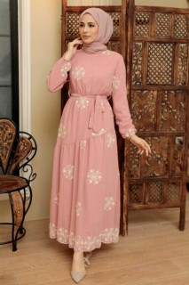 Clothes - Powder Pink Hijab Dress 100340879 - Turkey