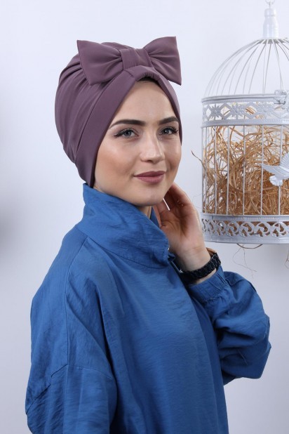 Woman Bonnet & Turban - Bonnet Double Face Noeud Papillon Violet - Turkey