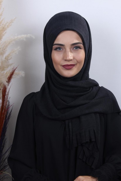 Shawl - Knitwear Practical Hijab Shawl Black-Navy 100282924 - Turkey
