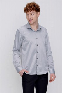Shirt - Men's Black Jacquard Slim Fit Slim Fit Shirt 100350742 - Turkey