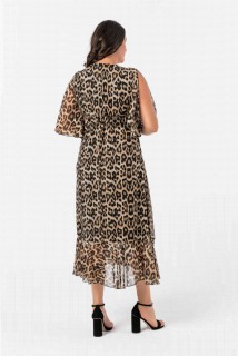 Plus Size Leopard Patterned Chiffon Evening Dress 100276409