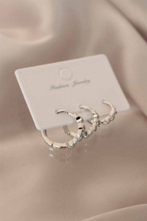 Earrings - Silver Color Ring Women's Earrings 100327586 - Turkey