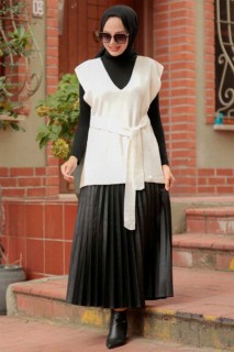 Knitwear - Ecru Hijab Knitwear Sweater 100338295 - Turkey