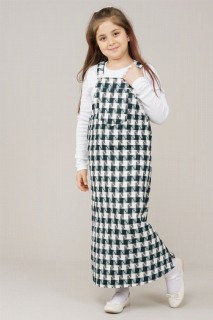 Young Girl Patterned Bahcevan Strap Salopet Dress 100325639