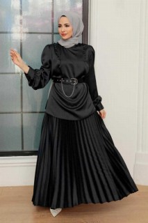 Outwear - Schwarzes Hijab-Anzugkleid 100340839 - Turkey
