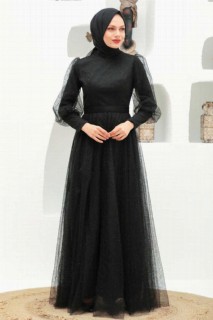 Woman - Black Hijab Evening Dress 100339341 - Turkey