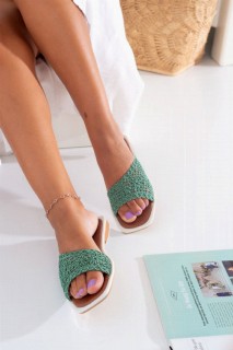 Detras Green Knitted Slippers 100343635