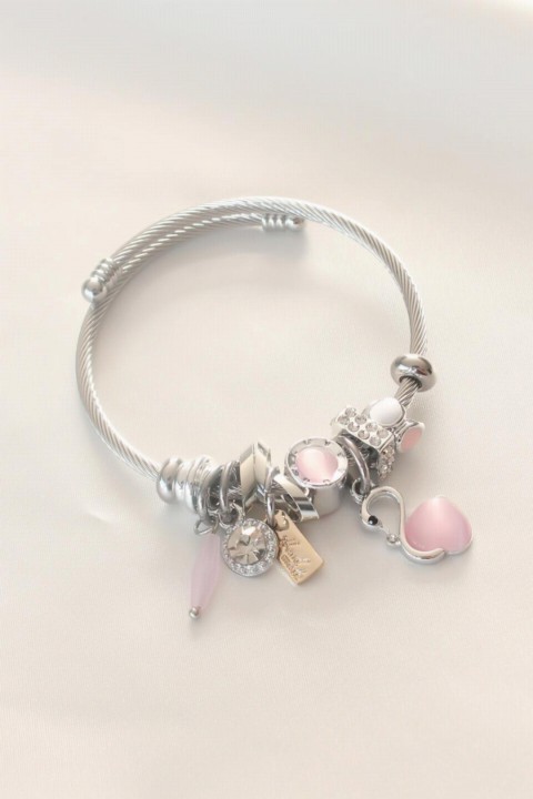 Jewelry & Watches - Pink Color Swan Figure Steel Charm Women Bracelet 100328145 - Turkey