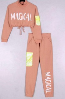 Tracksuits, Sweatshirts - Girl Magical Written Powder Tracksuit Suit 100326941 - Turkey