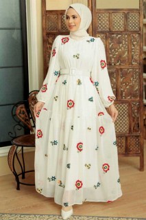 Woman Clothing - White Hijab Dress 100341682 - Turkey