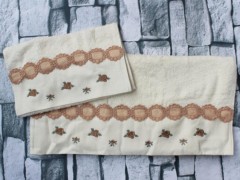 Dowry Land Daisy Garden Embroidered 2 Pcs Towel Set White 100330196