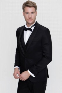 Men's Black Santorin Ceremonia Jacquard Slim Fit Slim Fit Suit 100350649